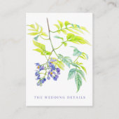 Hochzeitsdetails einfache violette Blumen Aquarell Begleitkarte (Vorderseite)