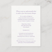 Hochzeitsdetails, einfache violette Blumen Begleitkarte (Rückseite)