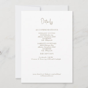 Hochzeitsdetails-Einschluss aus weißem Goldtext Einladung