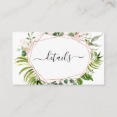 Hochzeitsdetails Eukalyptus Greenery Geometric Visitenkarte (Vorderseite)