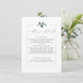 Hochzeitsdetails Eukalyptus Greenery Moderne Karte (Stehend Vorderseite)