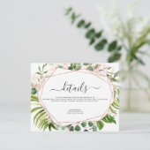 Hochzeitsdetails Eukalyptus Grüne Rose Gold Einladung (Stehend Vorderseite)