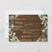 Hochzeitsdetails Eukalyptus Grüne Rustikales Holz Einladung (Rückseite)