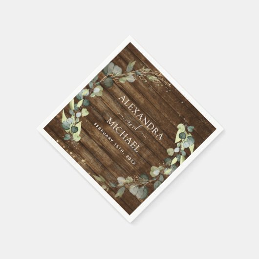 Hochzeitsdetails Eukalyptus Rustikale Landschaft Serviette (Ecke)