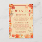 Hochzeitsdetails fallen Orange Floral Begleitkarte (Vorderseite)