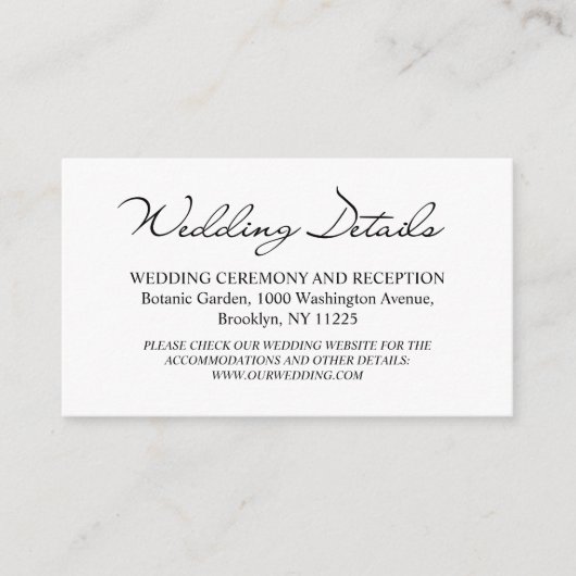 Hochzeitsdetails Foto Moderne schicke Handschrift Begleitkarte (Vorderseite)