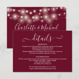 Hochzeitsdetails Frühjahrslichtschrift Burgund Begleitkarte