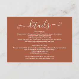 Hochzeitsdetails Frühjahrslichtschrift Terracotta Begleitkarte