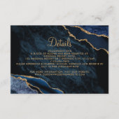 Hochzeitsdetails für Navy Blue Gold Agate Begleitkarte (Vorderseite)