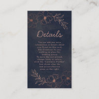 Hochzeitsdetails für Navy Blue & Rose Gold Foil