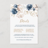 Hochzeitsdetails für Rose in Navy und Gold Begleitkarte (Vorderseite)