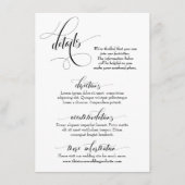 Hochzeitsdetails Glorreiche Kalligrafie Einfaches  Begleitkarte (Vorderseite)