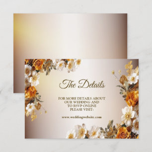 Hochzeitsdetails Golden Orange Weißes Blume Begleitkarte