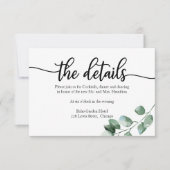 Hochzeitsdetails Grüne Eukalyptus RSVP Karte (Vorderseite)