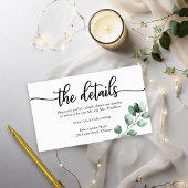 Hochzeitsdetails Grünkalligrafie Begleitkarte