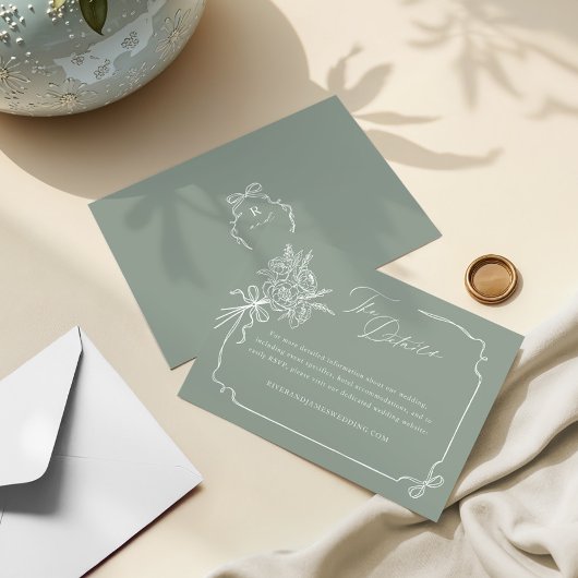 Hochzeitsdetails Handgezeichneter Bow & Ribbon Bou Begleitkarte