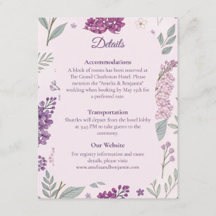 Hochzeitsdetails im Vintage-Lilien-Garten-Romantik Begleitkarte