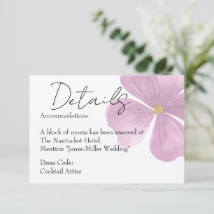 Hochzeitsdetails Karte - Elegantes lila Blumen The