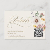 Hochzeitsdetails Karte mit QR-Code im Wildblumen-D (Vorderseite)