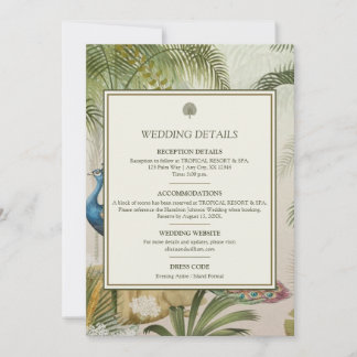 Hochzeitsdetails Karte Peacock Palm