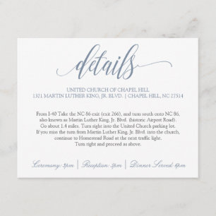Hochzeitsdetails   Luxus-Kalligrafie (Staubblau) Begleitkarte
