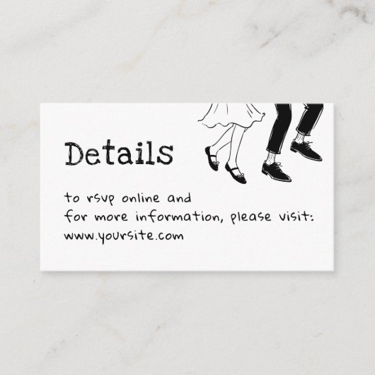 Hochzeitsdetails mit Doodle-Design + QR-Code | Sch Begleitkarte (Vorderseite)