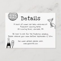 Hochzeitsdetails mit Doodle-Elementen. Skurrile Ho