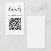 Hochzeitsdetails mit QR-Code | Modern minimalistis Begleitkarte (Vorne/Hinten)