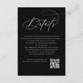 Hochzeitsdetails mit Schriftmonogramm Schwarzer QR Begleitkarte (Vorderseite)