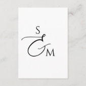 Hochzeitsdetails mit Schriftmonogramm und weißem Q Begleitkarte (Rückseite)