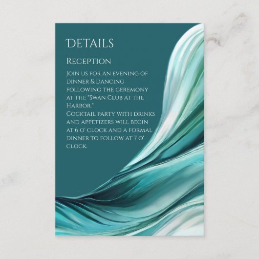 Hochzeitsdetails - Moderne Abstrakte Smaragdgrün- Begleitkarte (Vorderseite)