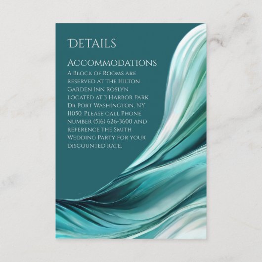 Hochzeitsdetails - Moderne Abstrakte Smaragdgrün- Begleitkarte (Rückseite)