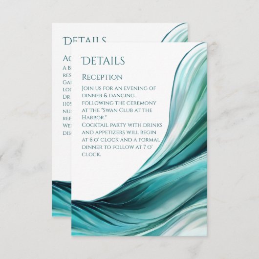 Hochzeitsdetails - Moderne Abstrakte Smaragdgrün- Begleitkarte (Vorne/Hinten)