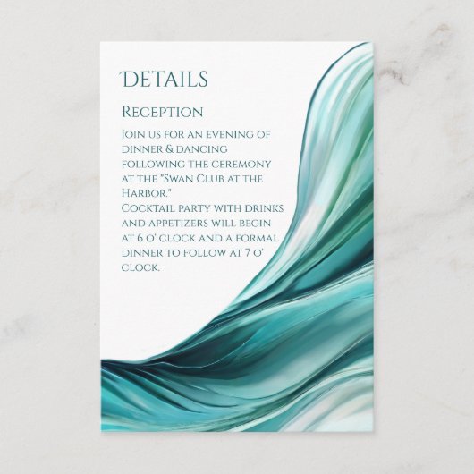 Hochzeitsdetails - Moderne Abstrakte Smaragdgrün- Begleitkarte (Vorderseite)