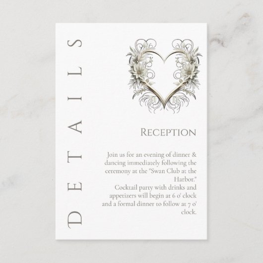 Hochzeitsdetails - Moderne Blume mit Herz Begleitkarte (Vorderseite)