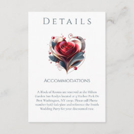 Hochzeitsdetails - Moderne herzförmige Rose Begleitkarte