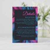 Hochzeitsdetails - Modernes Abstraktes Blau und Ro Begleitkarte (Stehend Vorderseite)