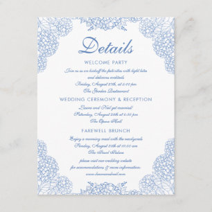 Hochzeitsdetails Modernes Hydrangea Dusty Blue Flo Begleitkarte