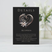 Hochzeitsdetails - Modernes rosa Herz mit Blume Begleitkarte (Stehend Vorderseite)