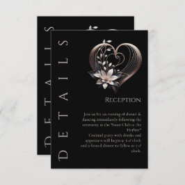 Hochzeitsdetails - Modernes rosa Herz mit Blume Begleitkarte