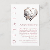 Hochzeitsdetails - Modernes rosa Herz mit Blume Begleitkarte (Rückseite)