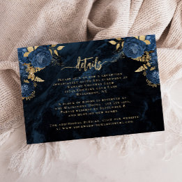 Hochzeitsdetails Navy Blau Gold Blumen Achat Schri Begleitkarte