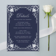 Hochzeitsdetails Navy Blue Vintag Elegantes Skript