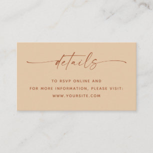 Hochzeitsdetails + QR-Code Warm Peach Sand Einfa Begleitkarte