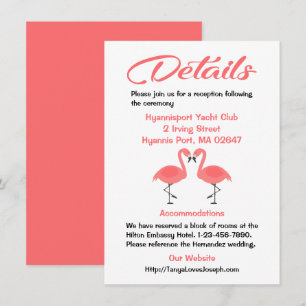 Hochzeitsdetails Rosa Flamingo Tropische Sommer-Lu Einladung