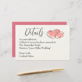 Hochzeitsdetails - Rosa Wasserfarbe-Herz Briefpapier