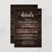 Hochzeitsdetails, rustikales dunkles Holz Begleitkarte (Vorne/Hinten)