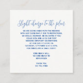 Hochzeitsdetails Saphir Blue Art Begleitkarte (Rückseite)