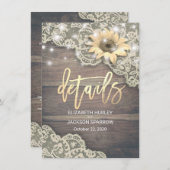 Hochzeitsdetails - Sonnenblumenspieß- und Streiche Einladung (Vorne/Hinten)