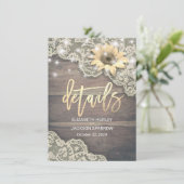 Hochzeitsdetails - Sonnenblumenspieß- und Streiche Einladung (Stehend Vorderseite)